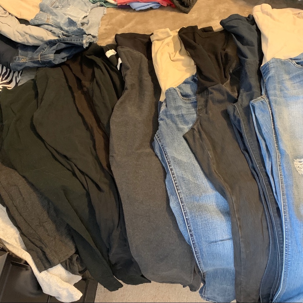 Lot of maternity jeans, shorts, leggings
